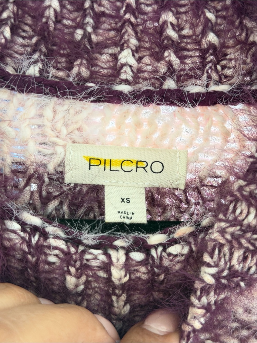Anthropologie Pilcro Eyelash Baby Sweater Tee Size XS Purple Striped - Picture 4 of 8